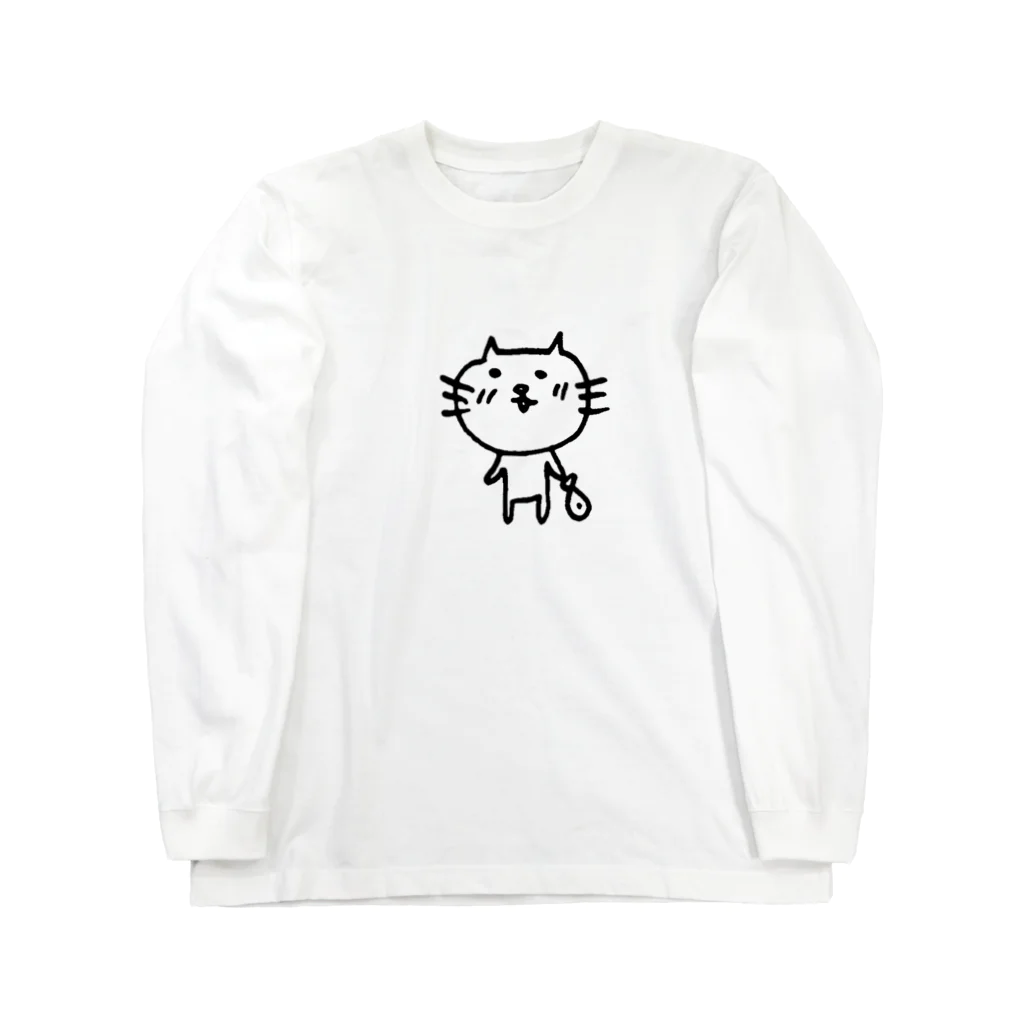 ねこ新聞のnecoのねこ新聞のnecoと魚 Long Sleeve T-Shirt