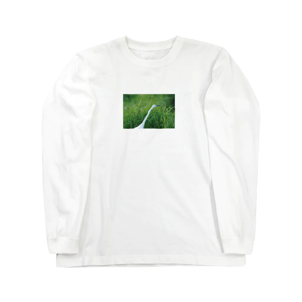 ○の婚姻色のダイサギ Long Sleeve T-Shirt