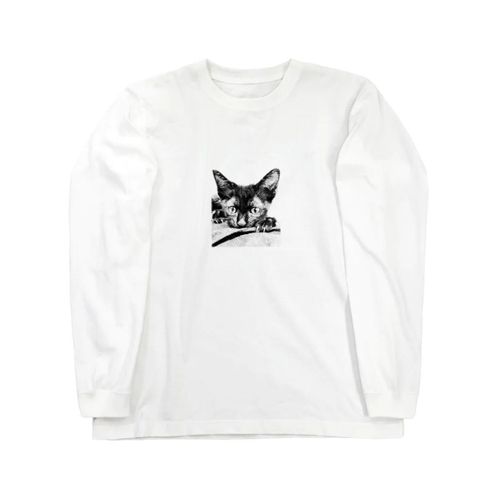 ネロヂカラのリアル黒猫(仔ねこ1) ロングスリーブTシャツ