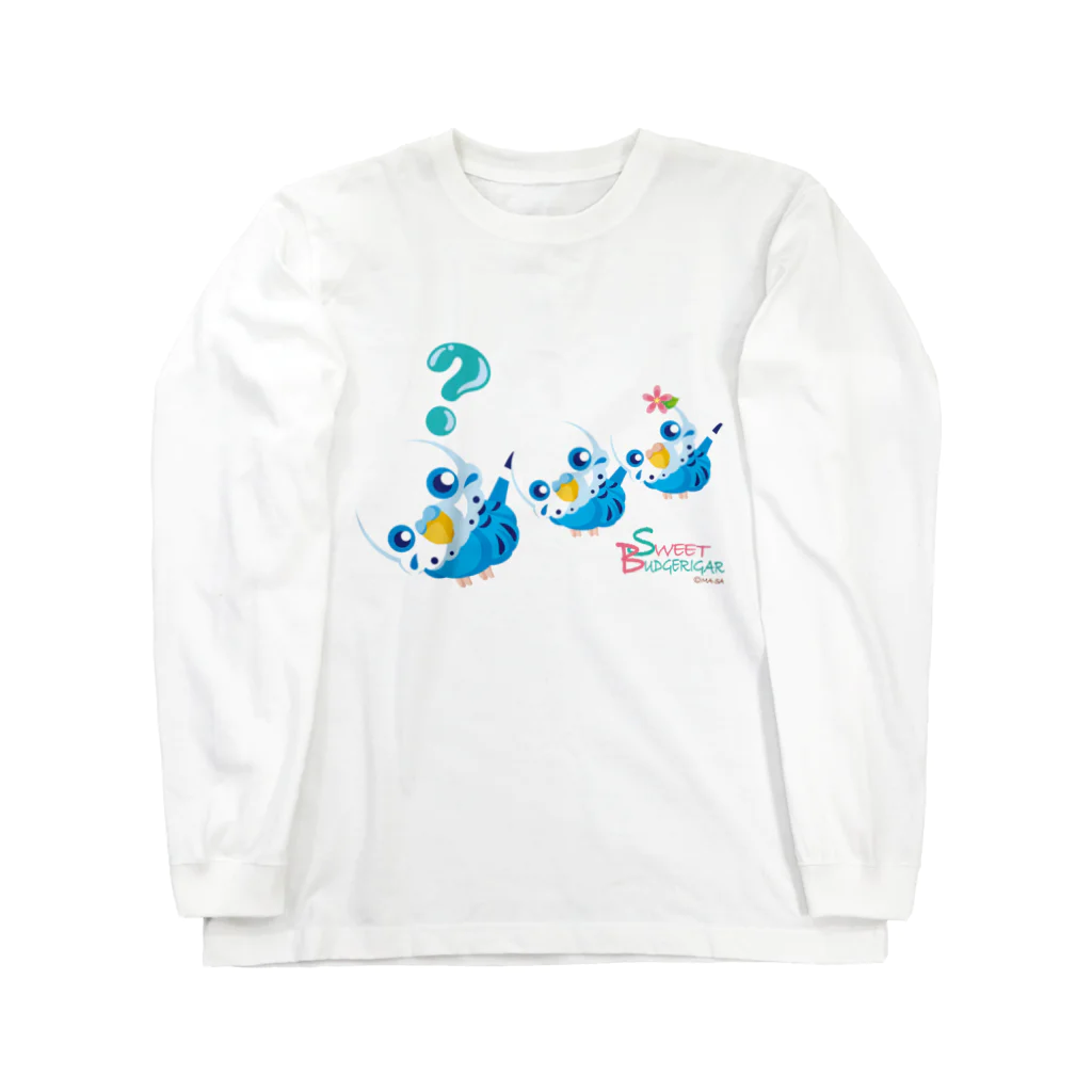 ma-sa's LaboratoryのSweet Budgerigar／？（ハテナ） ロングスリーブTシャツ