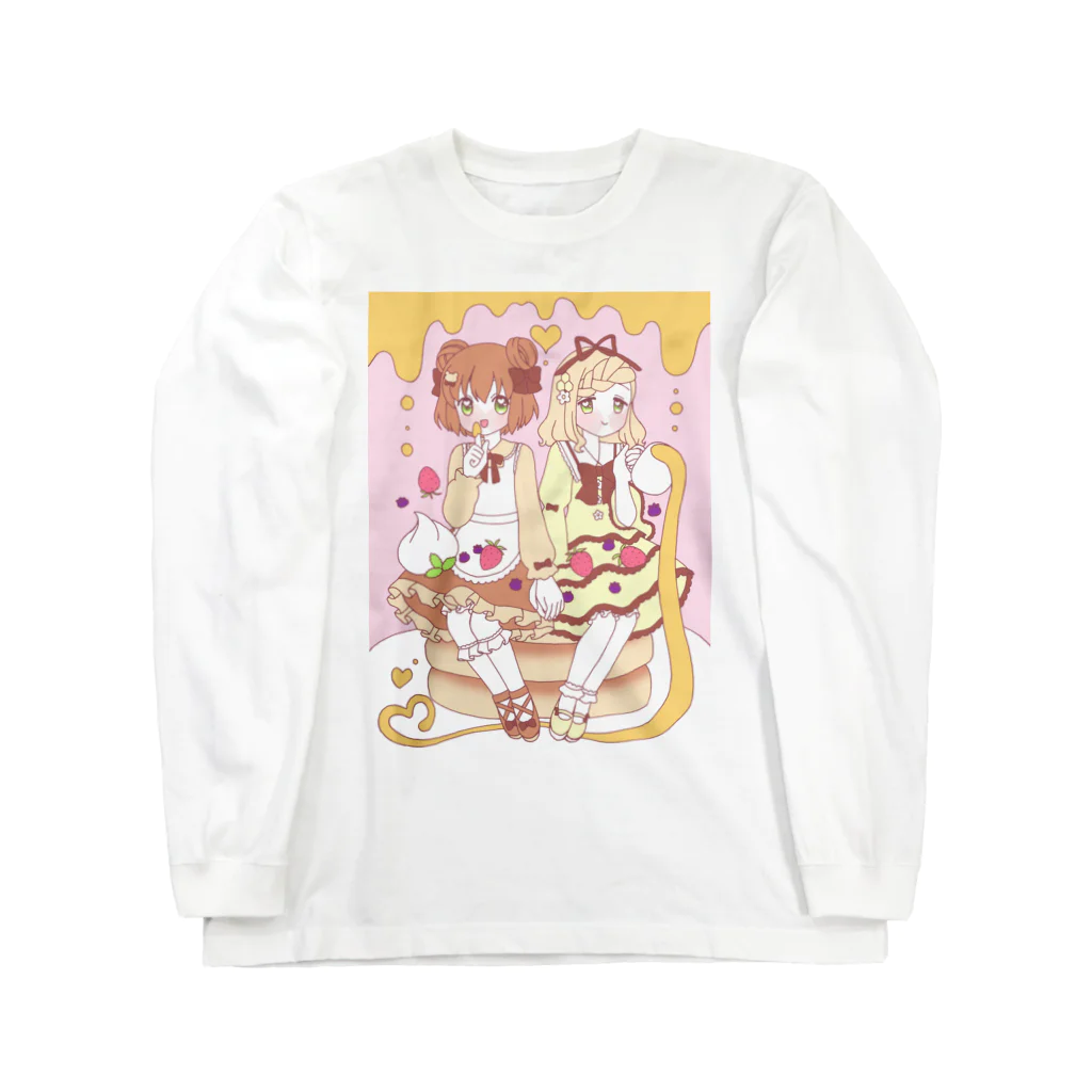 かわいいもののおみせ　いそぎんちゃくのこぐまちゃんとミツバチちゃんとはちみつパンケーキ Long Sleeve T-Shirt