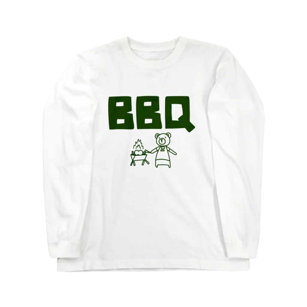 麦畑のBBQクマ ロングスリーブTシャツ