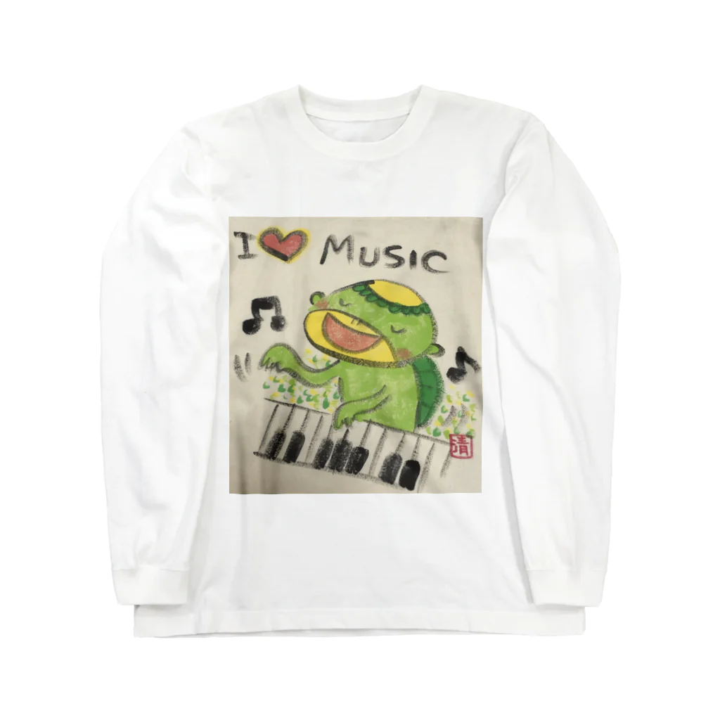 KIYOKA88WONDERLANDのピアノかっぱくん Piano Kappa-kun Long Sleeve T-Shirt