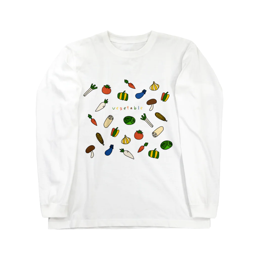 麦畑の野菜イラストvegetable ロングスリーブTシャツ