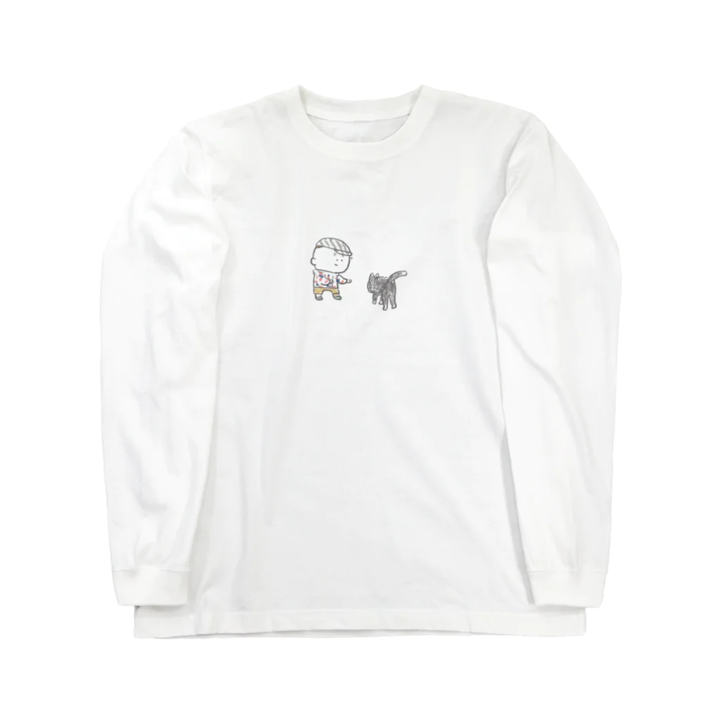 ふっくらボリサットの猫にちょっかいだす夫・サミ太郎 Long Sleeve T-Shirt