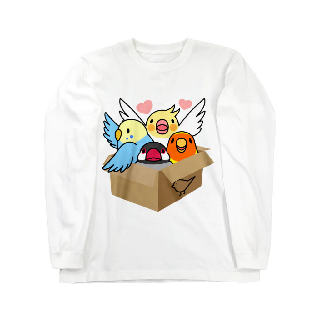 まめるりはことりの拾ってくださいインコ【まめるりはことり】 ロングスリーブTシャツ