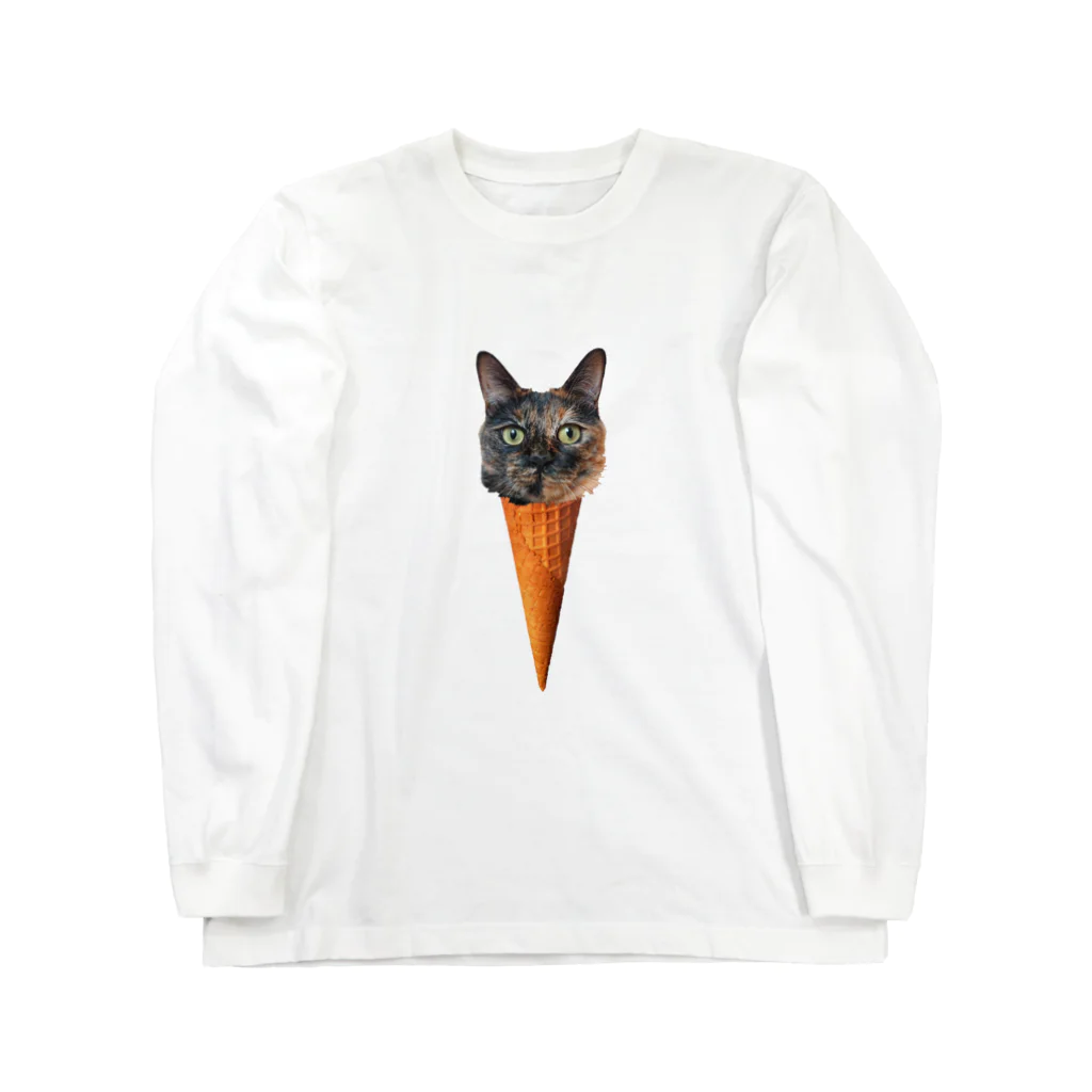 サビちゃんのサビ猫ソフトクリーム ロングスリーブTシャツ