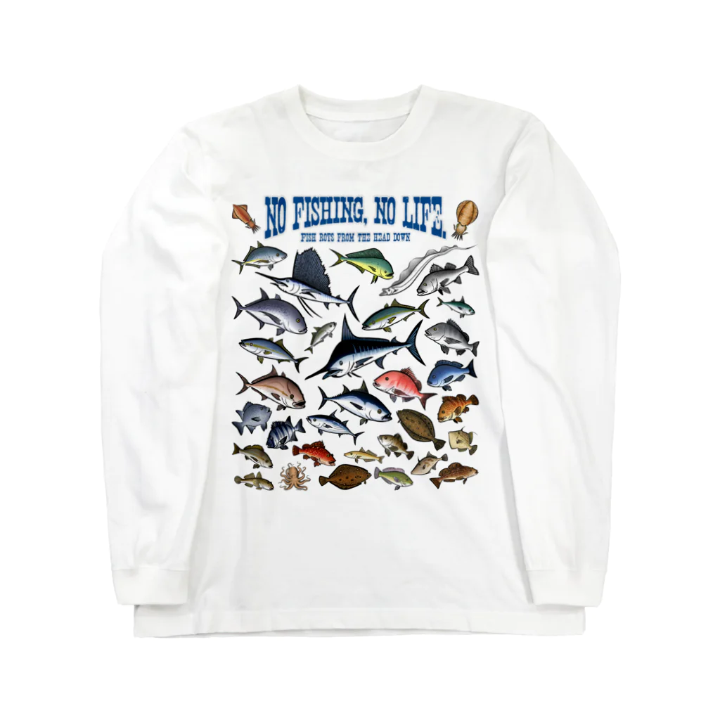 猫と釣り人のSaltwater fish_3C ロングスリーブTシャツ