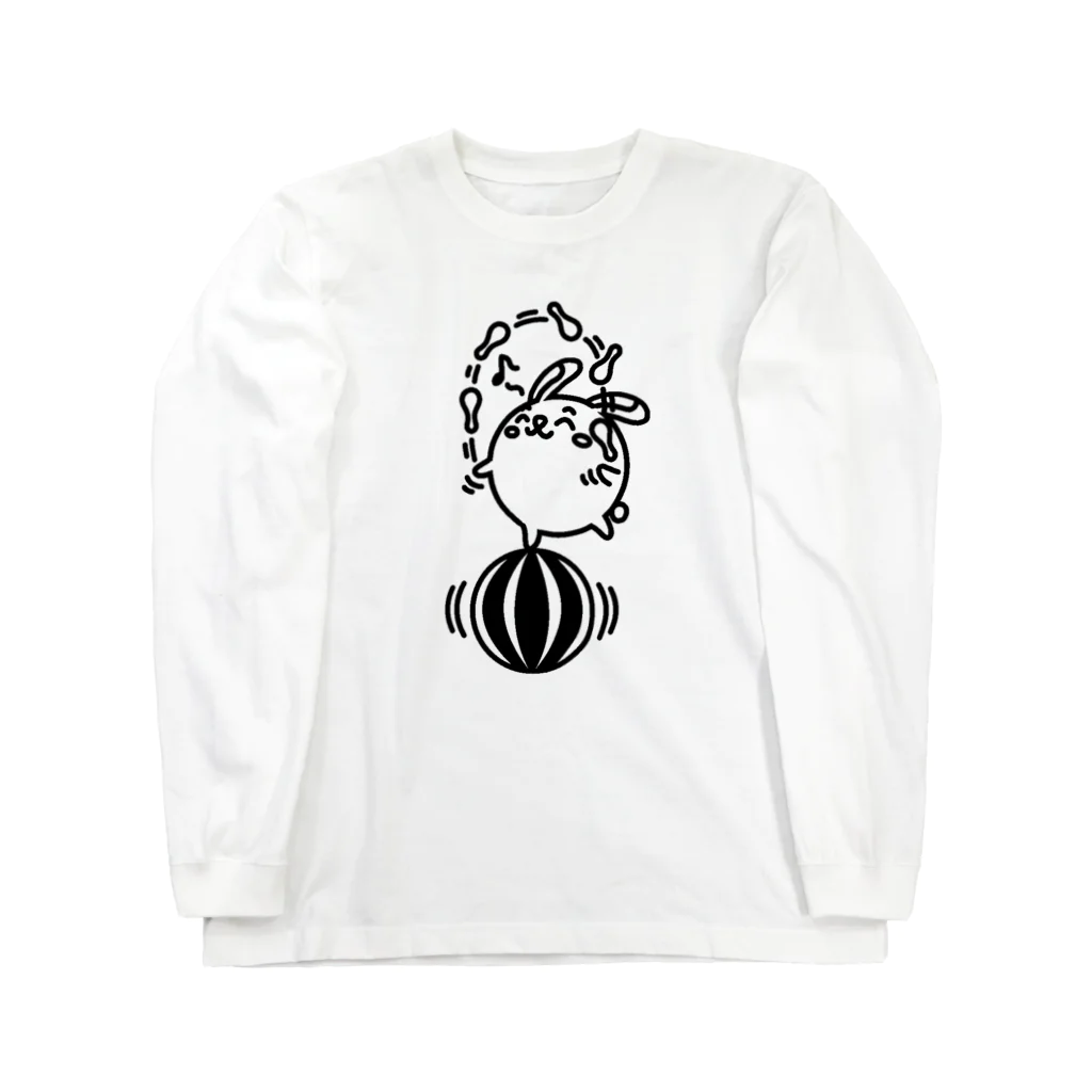 まるコロッ。のウサコロまる・ジャグリング２（線画：黒バージョン） Long Sleeve T-Shirt