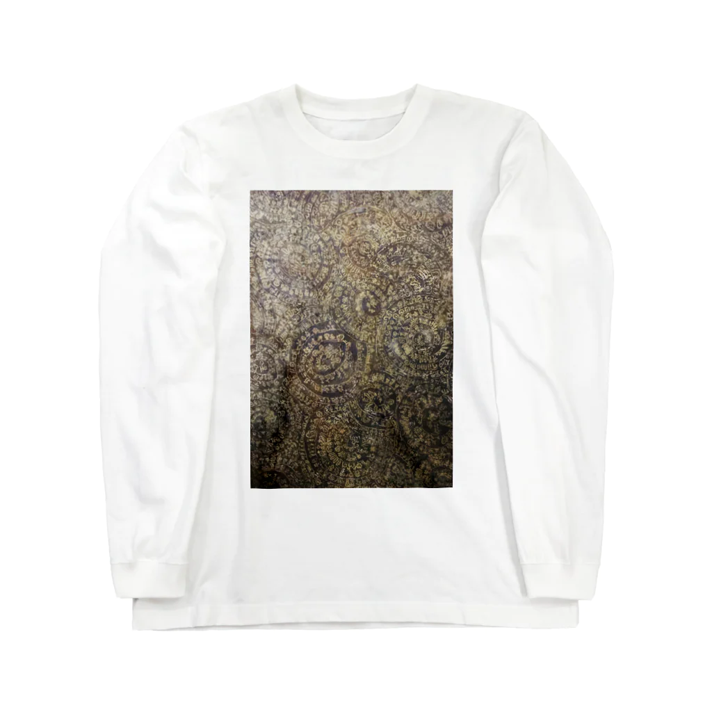 満開の華の古文字唐草文様 Long Sleeve T-Shirt