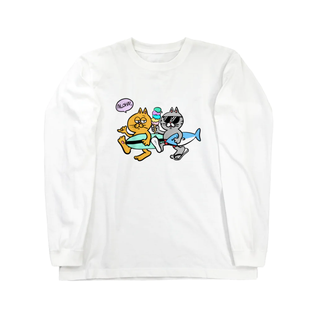 じゅんこママの店のAloha cat color Long Sleeve T-Shirt