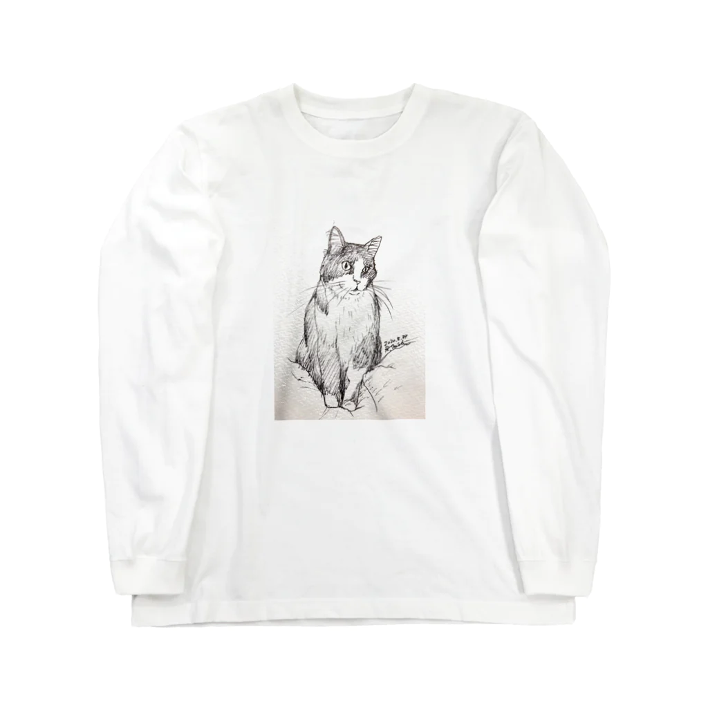 猫好きのみきのお店の猫カフェ猫さんのボールペン画1 Long Sleeve T-Shirt
