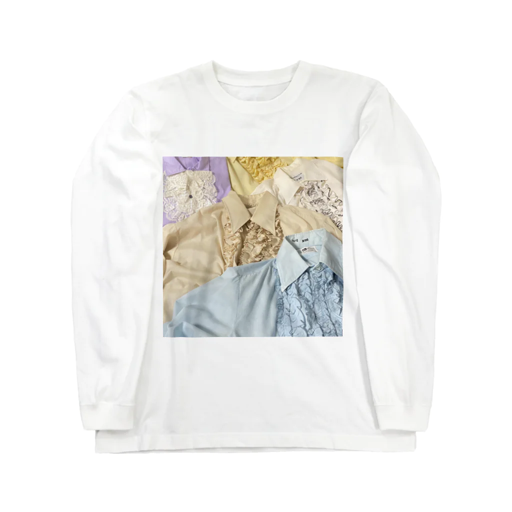 mofumofu_kumasanの70sfrillblouseprint Long Sleeve T-Shirt