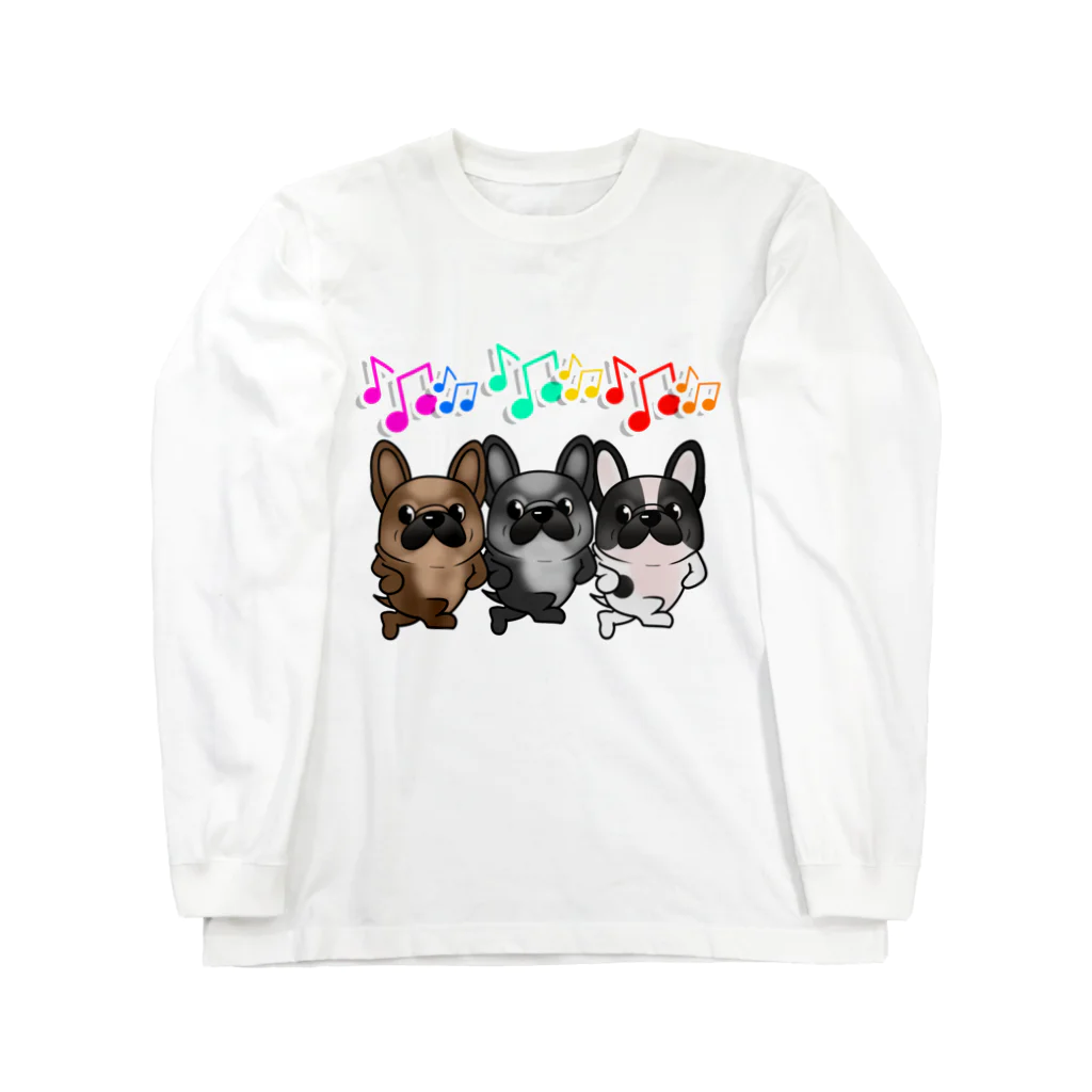 揺れるブヒ犬 Wiggly Pooch の踊るフレブル隊 Long Sleeve T-Shirt