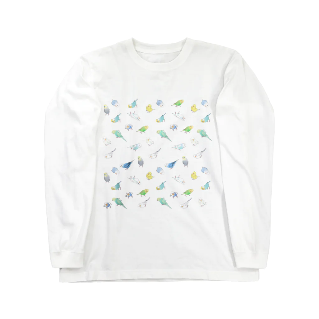 まめるりはことりのたっぷりセキセイインコちゃん【まめるりはことり】 Long Sleeve T-Shirt