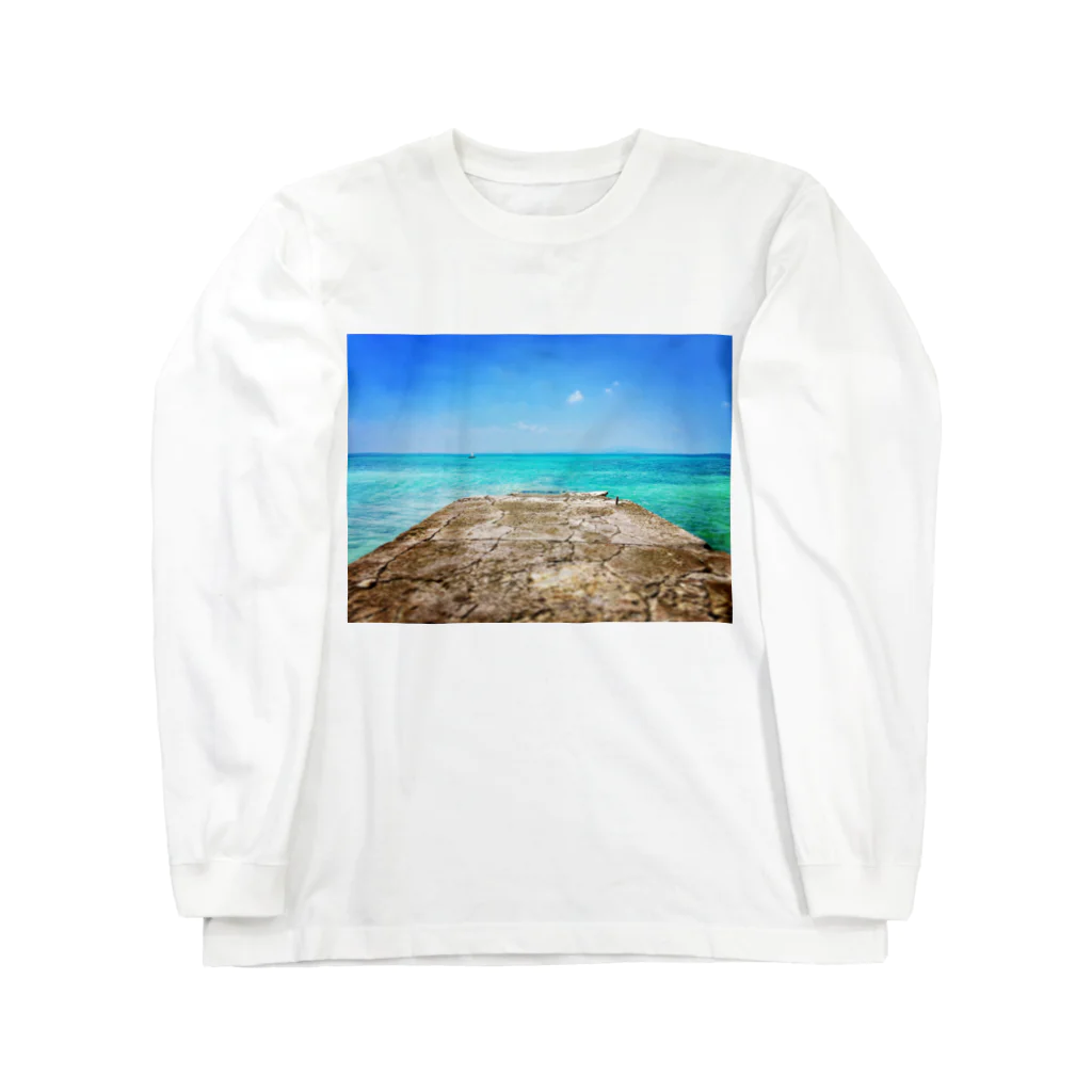 mizuphoto galleryの西桟橋とサバニ船 Long Sleeve T-Shirt