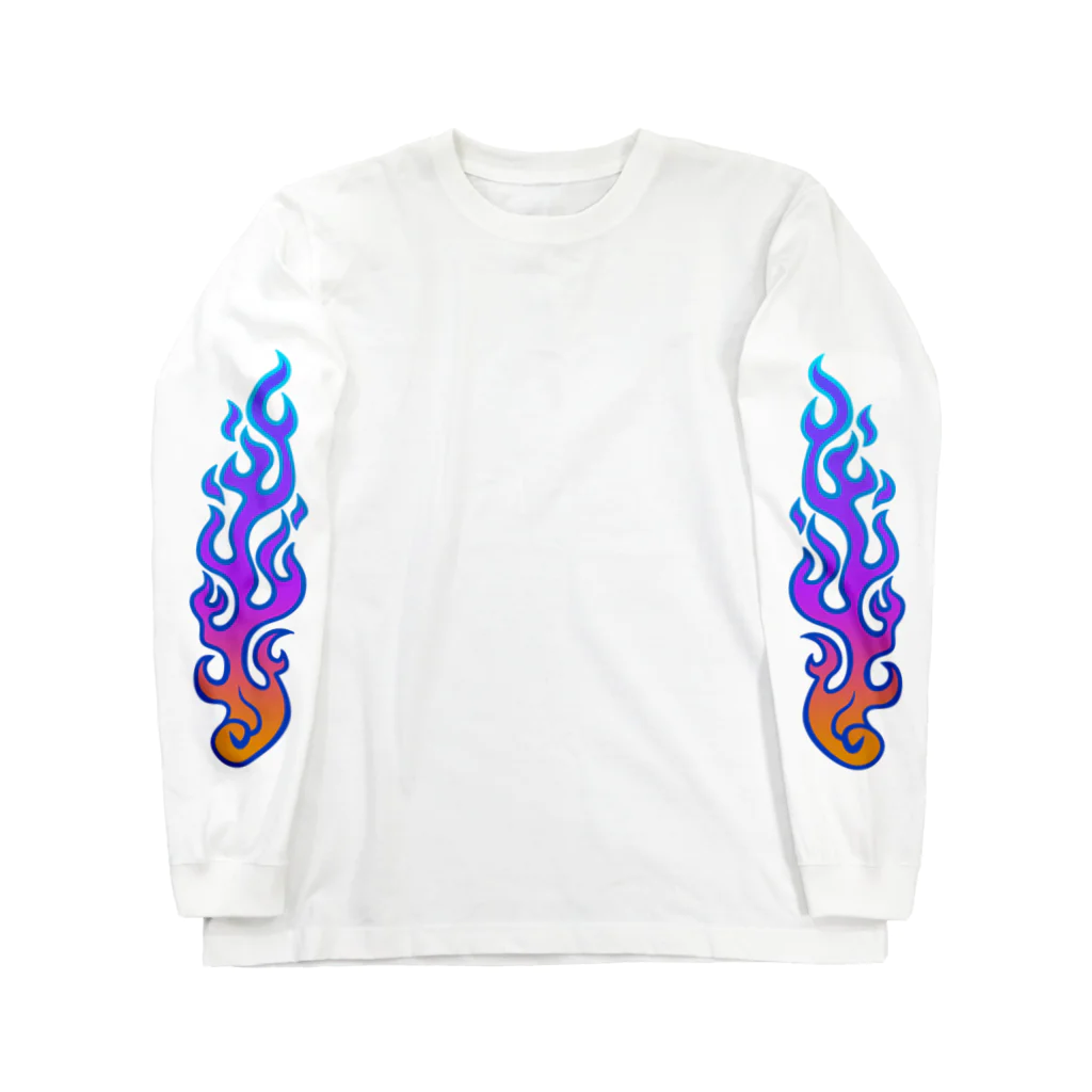 BonbonWhip SUZURI店の火あぶりおばけ(青) Long Sleeve T-Shirt