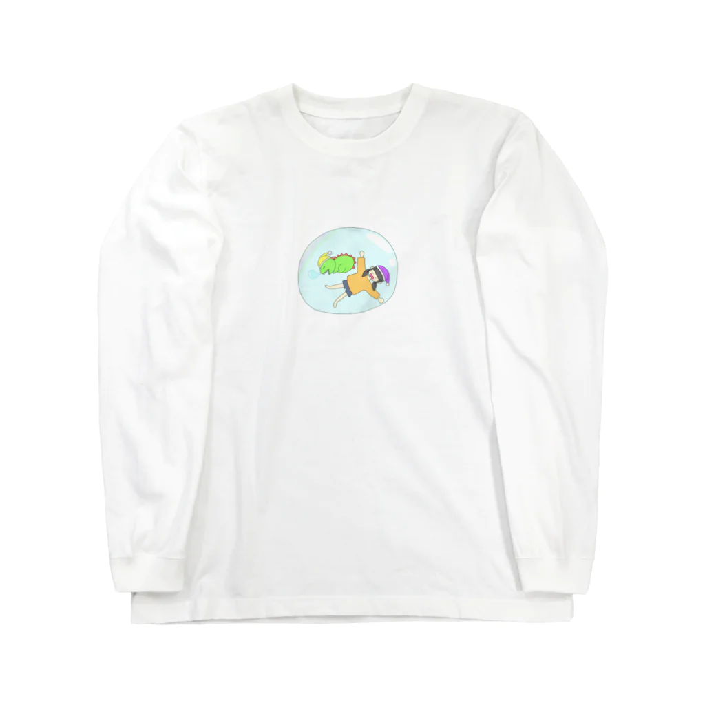 ゆぴぴのシャボン玉の中で寝る私と恐竜 Long Sleeve T-Shirt