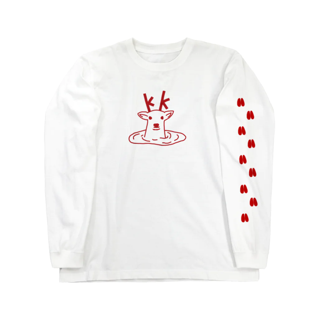 鹿沼　鹿歩の鹿沼鹿歩ロゴ（赤） ロングスリーブTシャツ