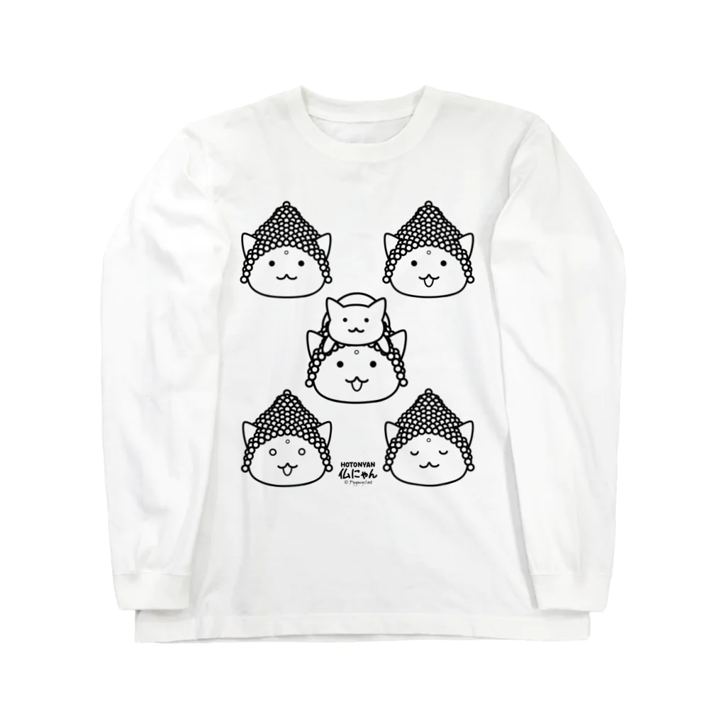 PygmyCat　suzuri店の仏にゃんｓ（黒線） ロングスリーブTシャツ