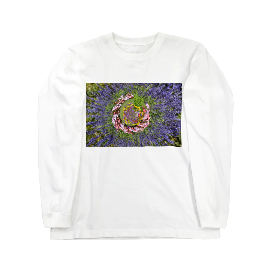 Ashidoriのぐるぐる花々 ロングスリーブTシャツ