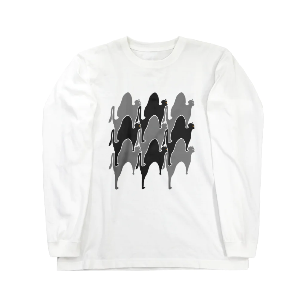 satok0のタイリング白黒のびネコ Long Sleeve T-Shirt