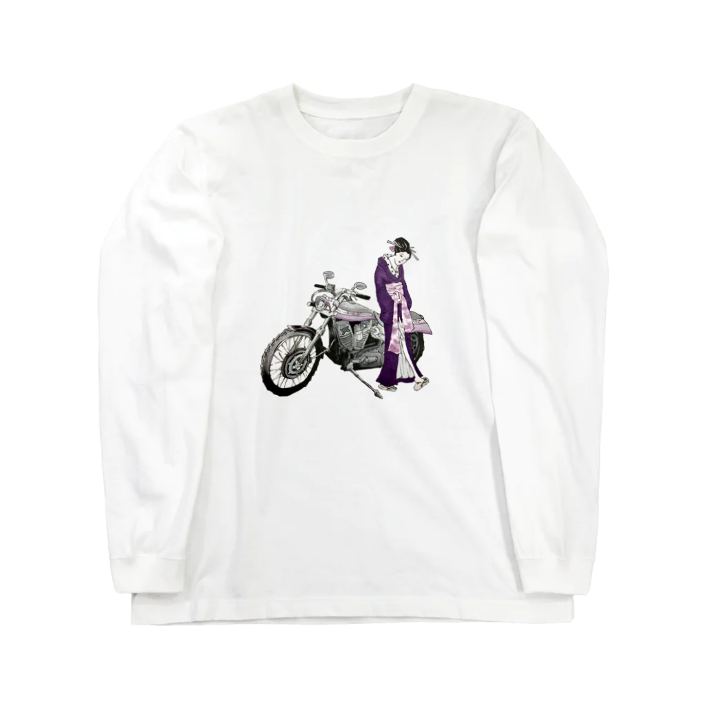 浮世絵はんの浮世絵とバイク-woman- Long Sleeve T-Shirt