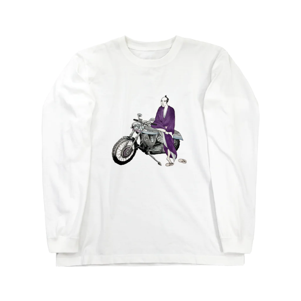 浮世絵はんの浮世絵とバイク-man- ロングスリーブTシャツ