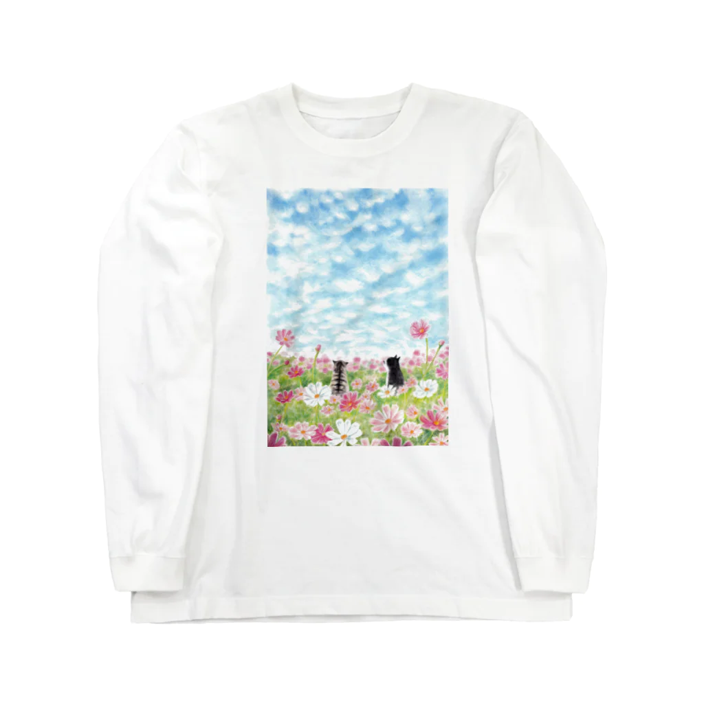 Ａｔｅｌｉｅｒ　Ｈｅｕｒｅｕｘのコスモス畑のトロとクロ Long Sleeve T-Shirt