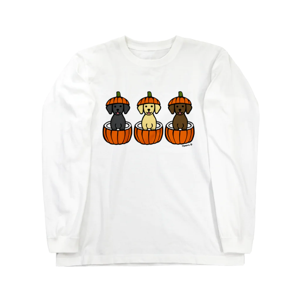 ハッピー・ラブラドールズのハロウィンかぼちゃのラブラドール ロングスリーブTシャツ