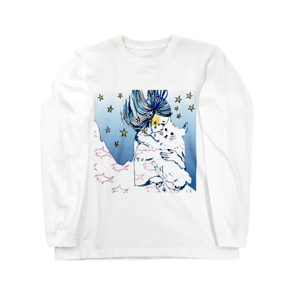 青豹の抱きしめる猫ちゃん Long Sleeve T-Shirt