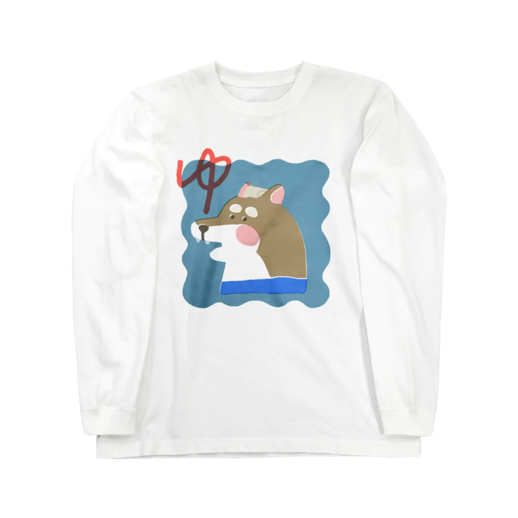 JACKY ILLUSTRATIONの銭湯 : しば湯 (茶) ロングTシャツ Long Sleeve T-Shirt