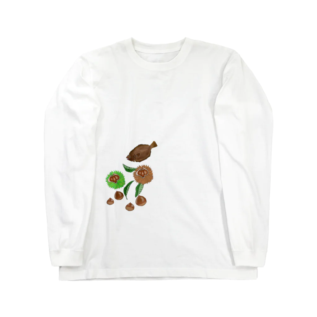 studioaruの『栗🌰×ヒラメ』グッズ ロングスリーブTシャツ