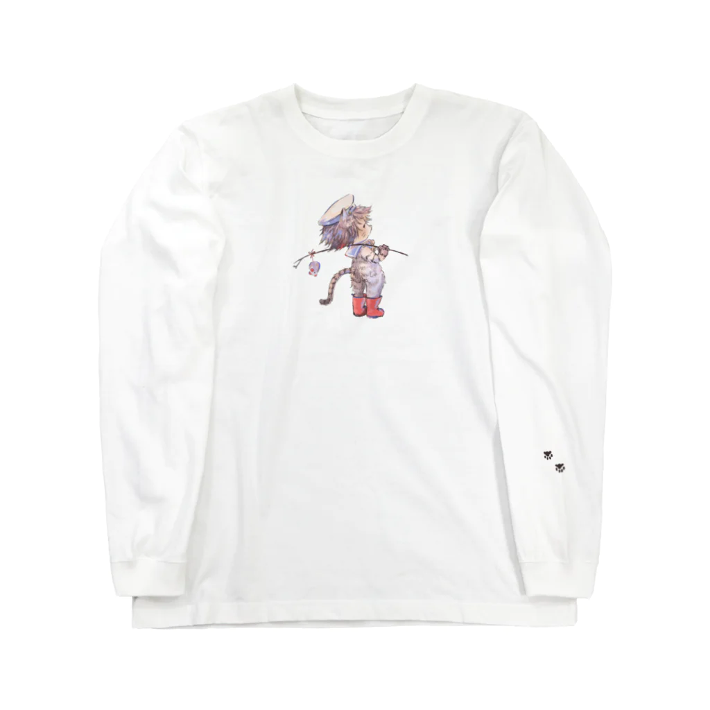 ひよこのショップの旅に出るねこ（あしあとつき） Long Sleeve T-Shirt