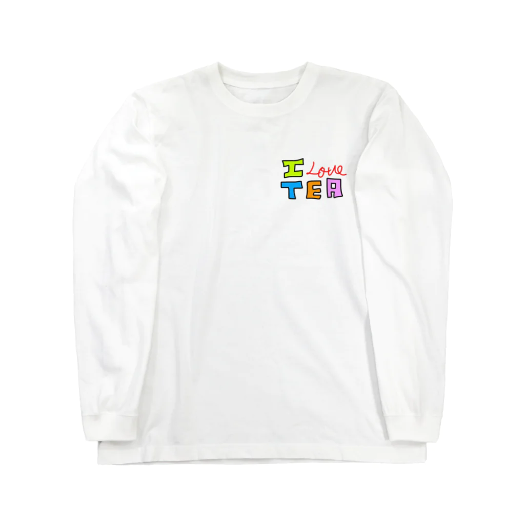 喫茶みどり信号のI LOVE TEA (色の変更可能) ロングスリーブTシャツ