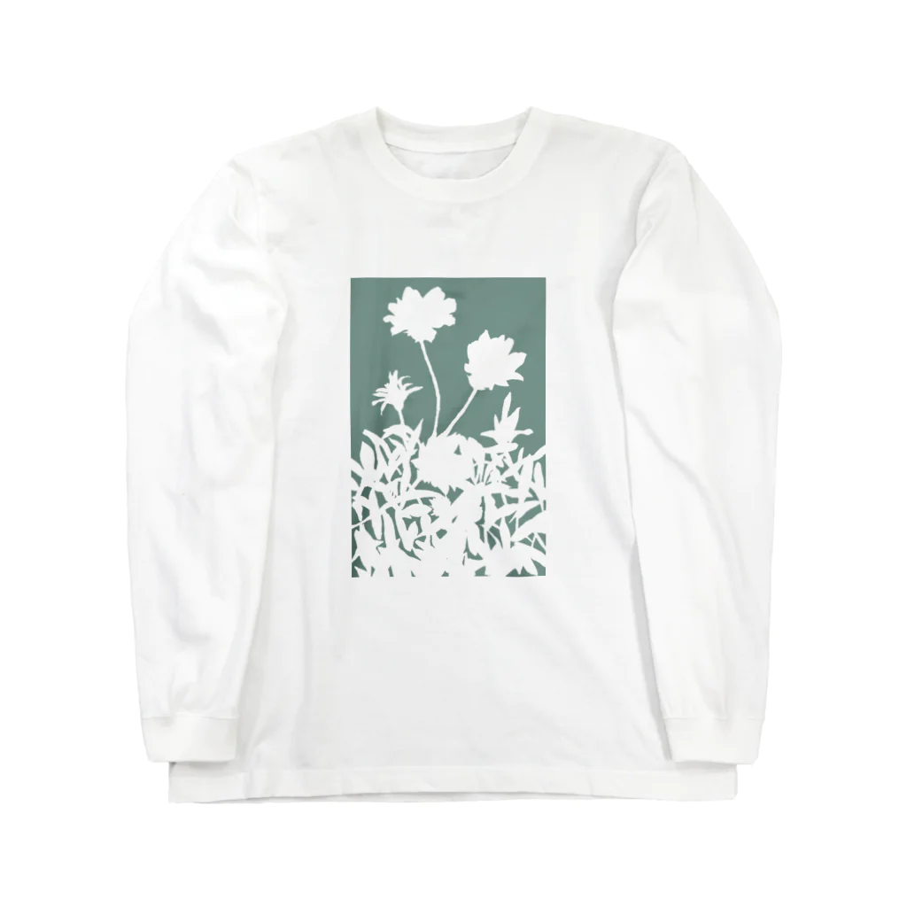 気ままに創作　よろず堂の花咲く小径③あお ロングスリーブTシャツ