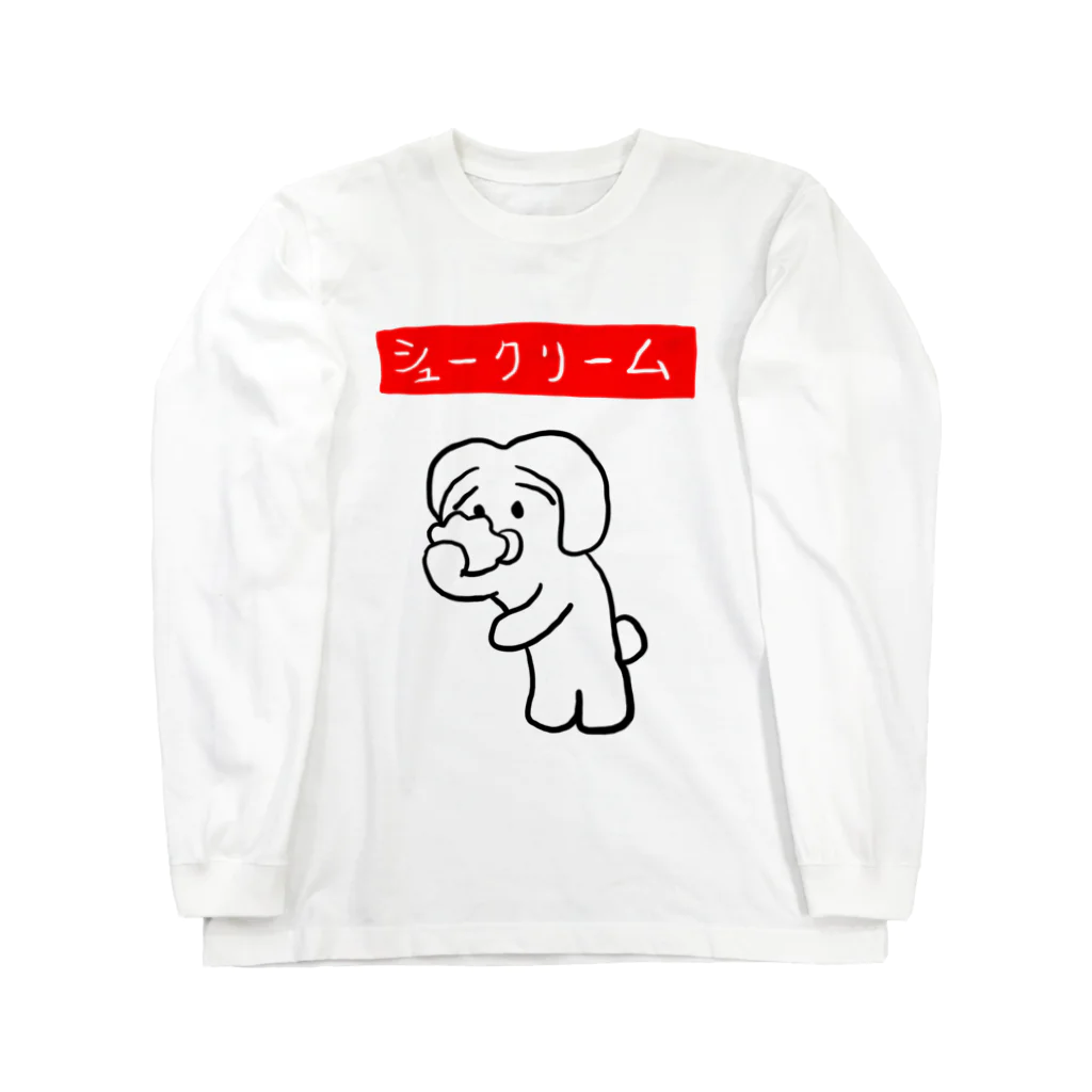 DezK2K Lab.//:SHOPのシュークリーム食べてるロップうさぎ ロングスリーブTシャツ