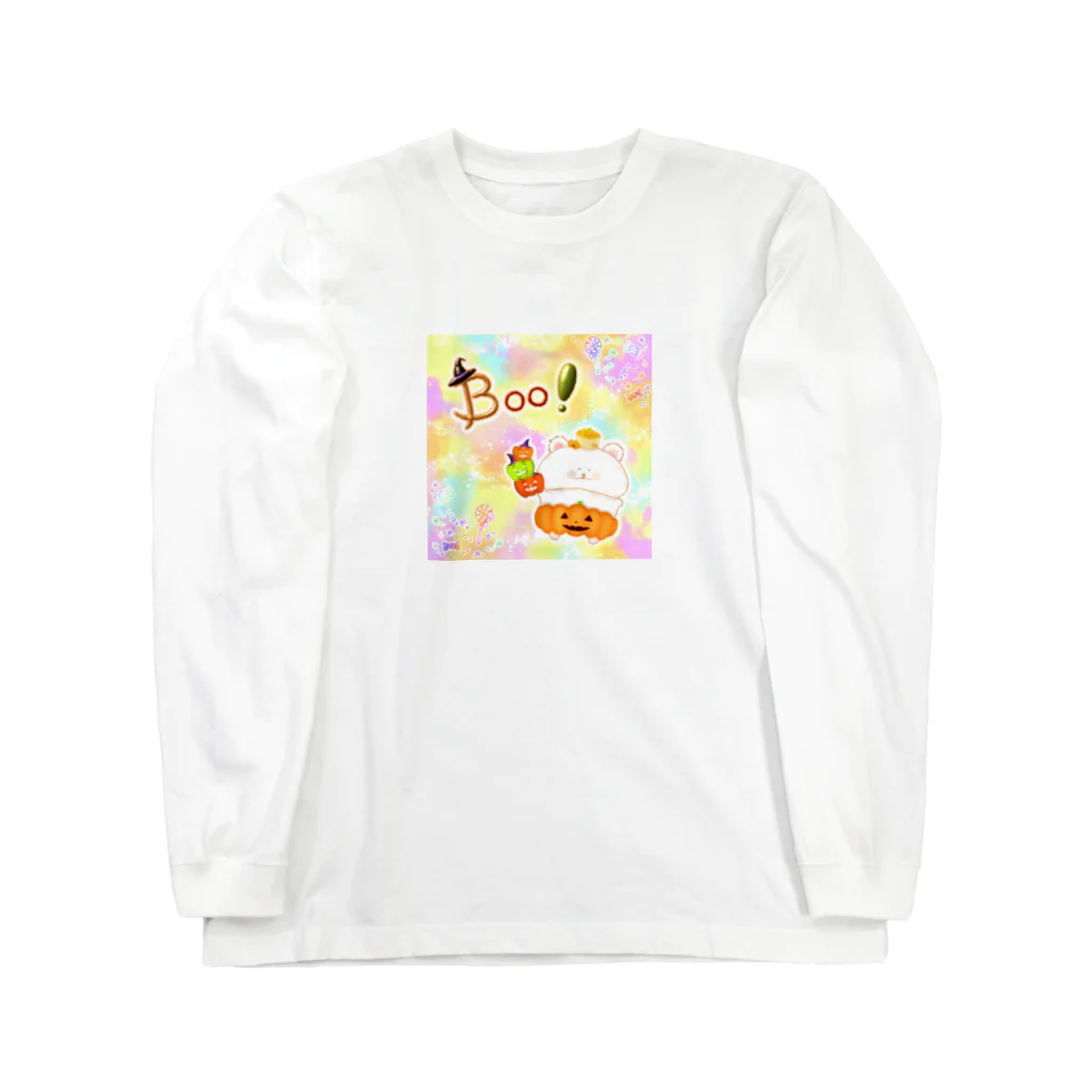 どるちぇ＊うさぎの《ハロウィン》06＊かぼちゃパンツのしろくま＊パステル背景ver. Long Sleeve T-Shirt