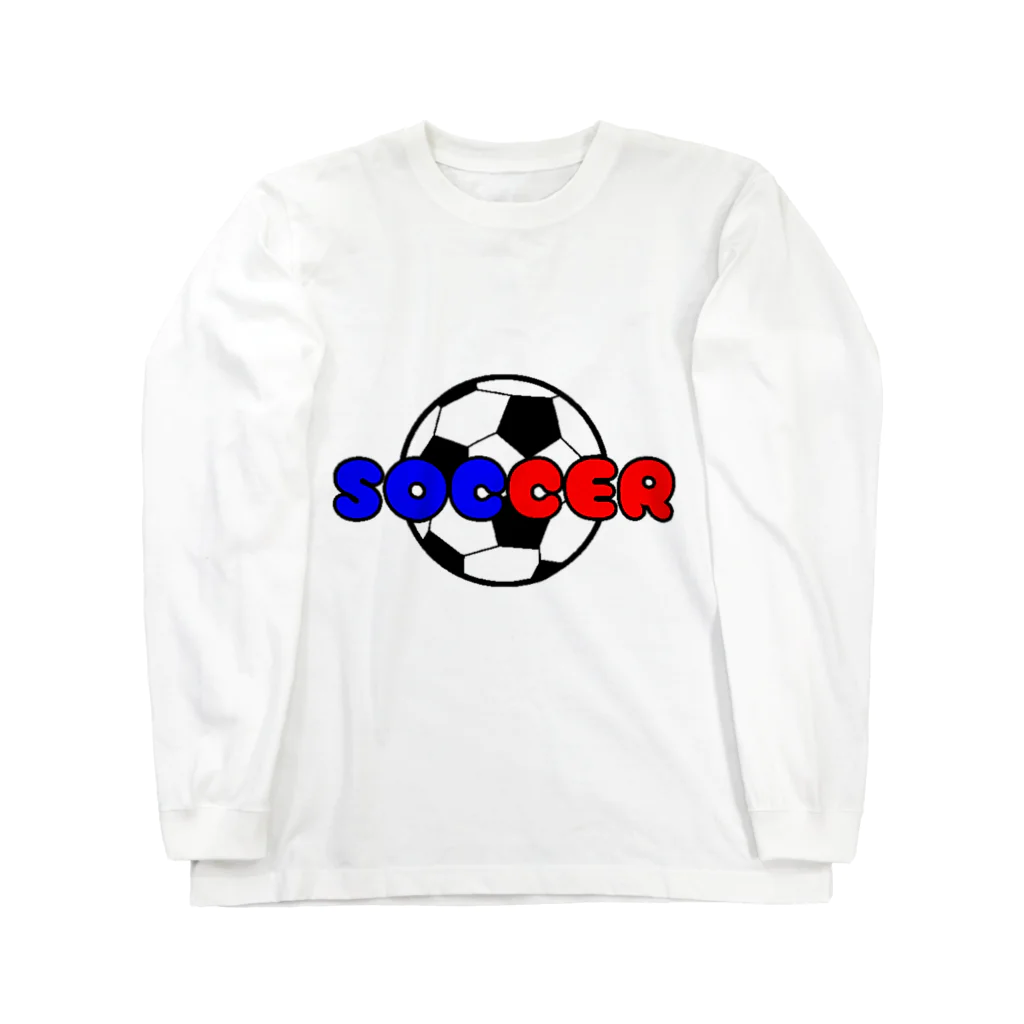 happy_25chanのサッカーボール柄（赤/青） Long Sleeve T-Shirt