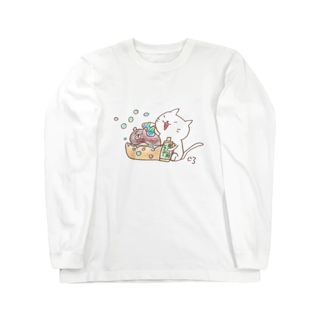 Hello Happy Catのちゃめし〜ちゃんキレイキレイ ロングスリーブTシャツ