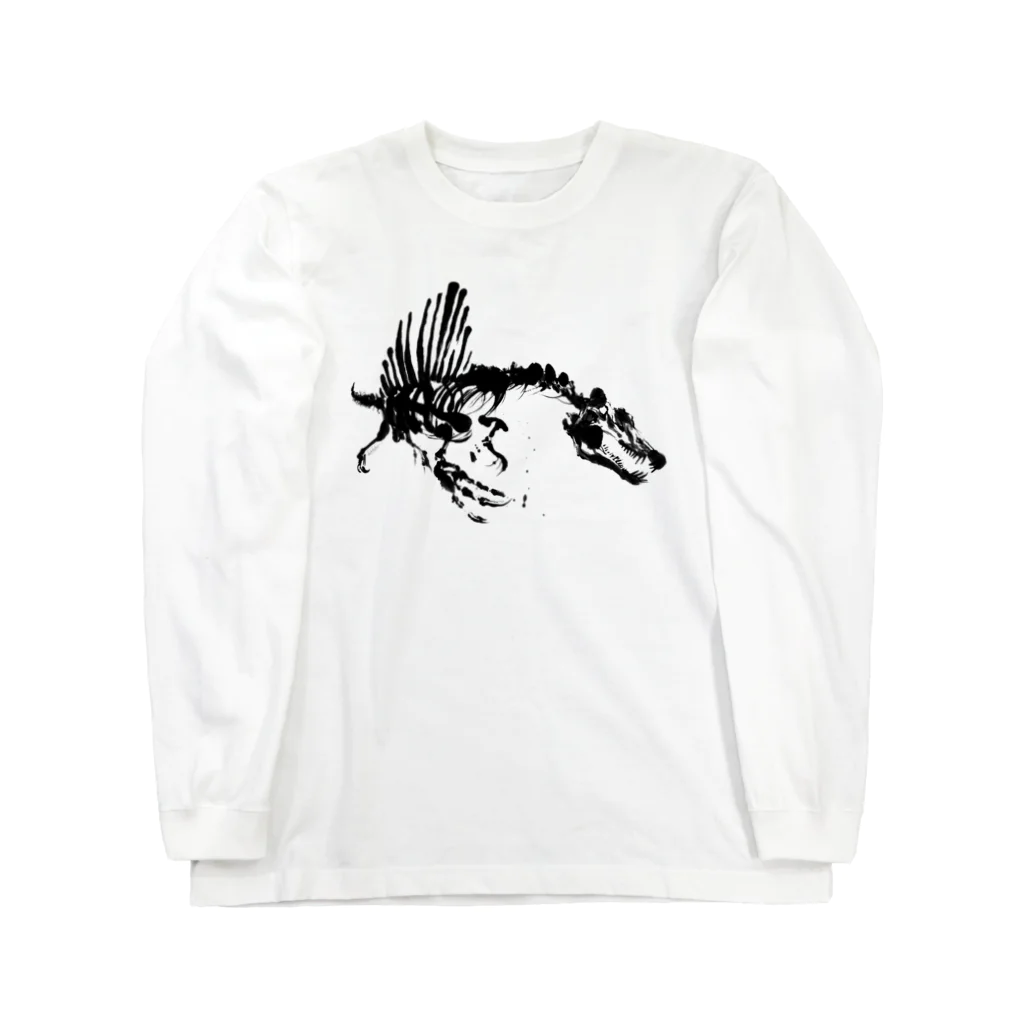 ふくふく商店のスピノサウルス水墨画 Long Sleeve T-Shirt