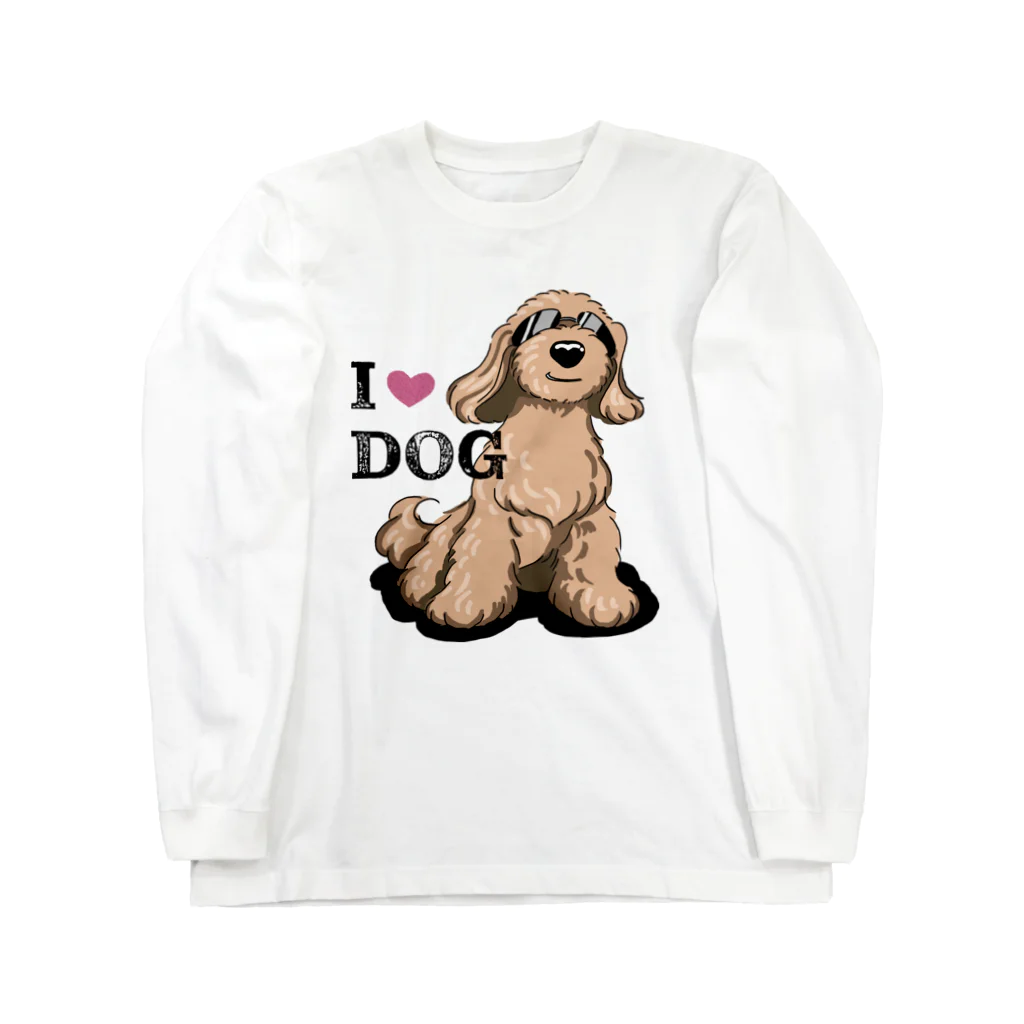 リカクリエイトのI LOVE DOG茶色のイケワン ロングスリーブTシャツ