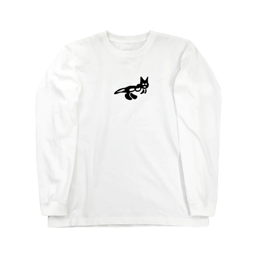 OTHERS / アザーズのナスカの地上絵の猫　黒ナスカネコ・ロゴなし ロングスリーブTシャツ