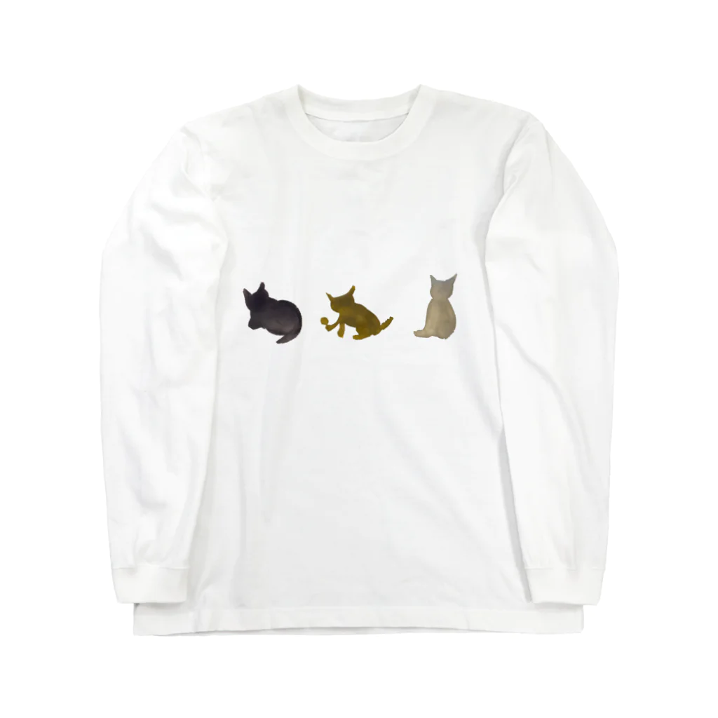 WAMI ARTの3匹の猫 ロングスリーブTシャツ