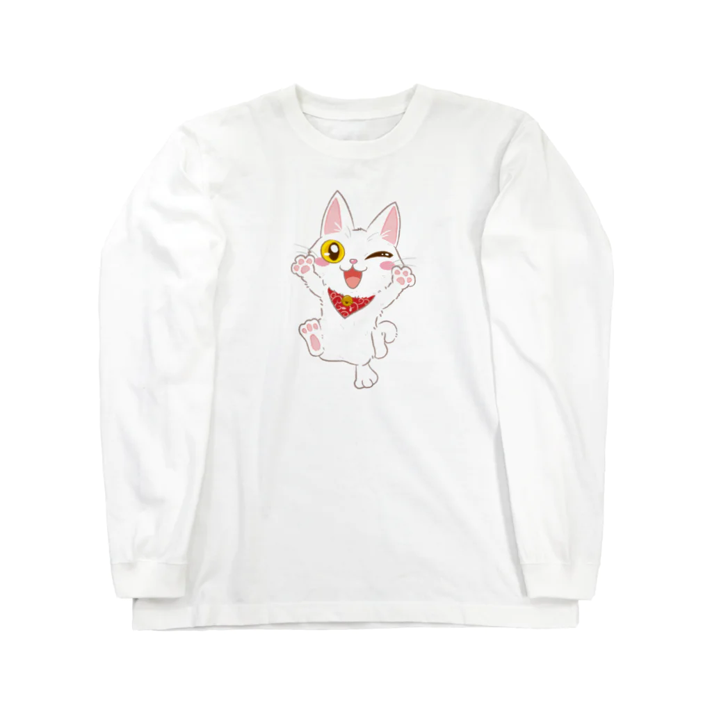 3Nyan's Mom 〜猫グッズ屋さん〜のnozomiコラボ白子猫 ロングスリーブTシャツ