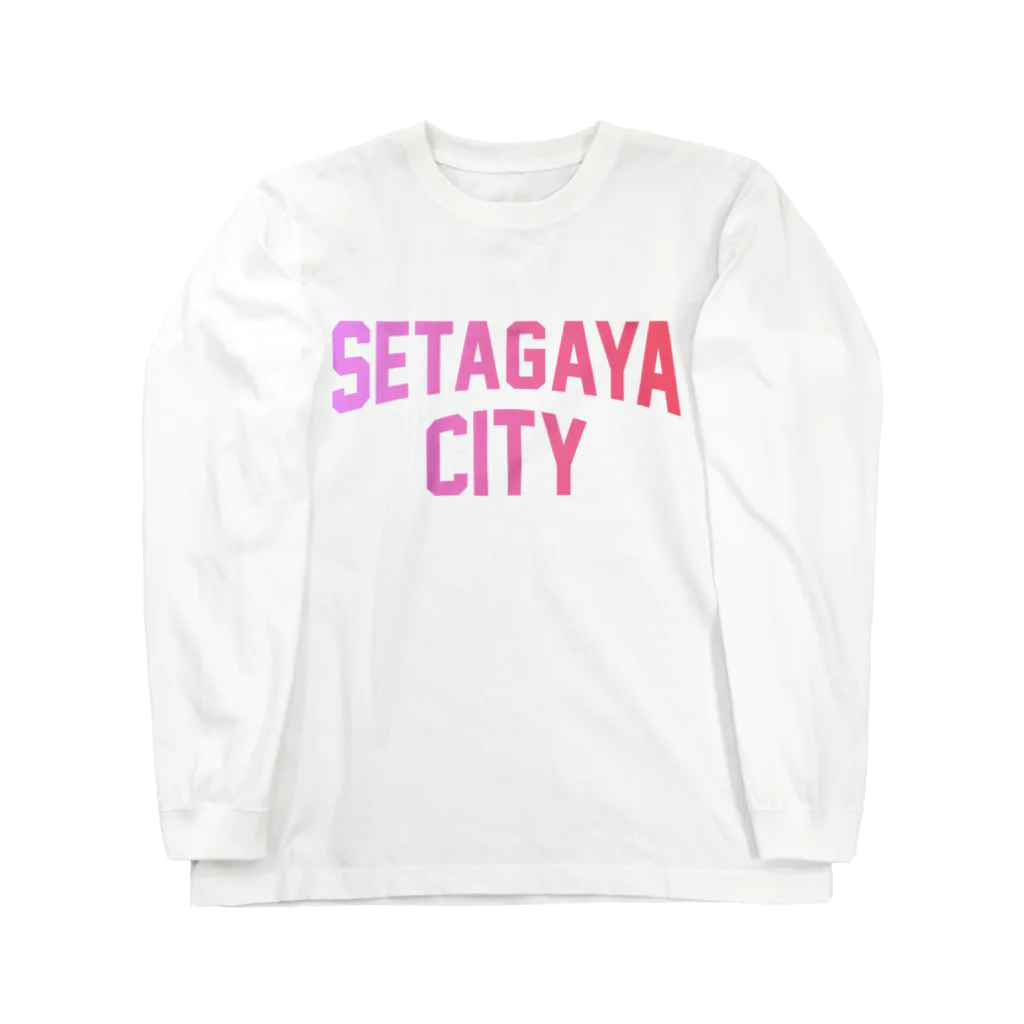 JIMOTO Wear Local Japanの世田谷区 SETAGAYA CITY ロゴピンク ロングスリーブTシャツ