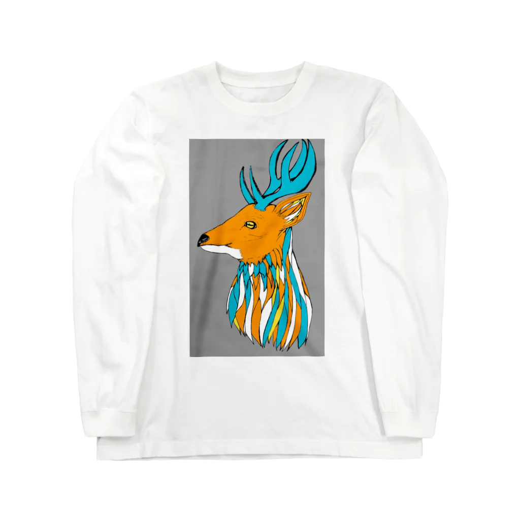 べべのお絵かきの色付きのシカさん Long Sleeve T-Shirt