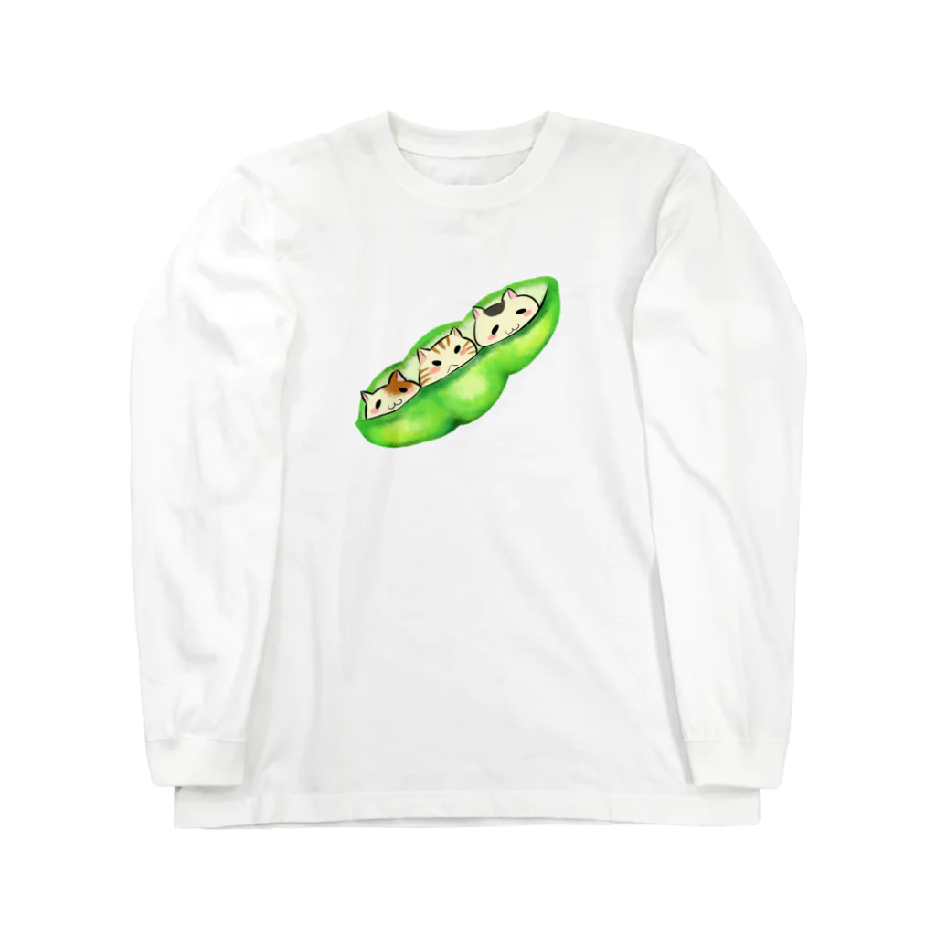 ネコのひたいのにゃだまめ Long Sleeve T-Shirt