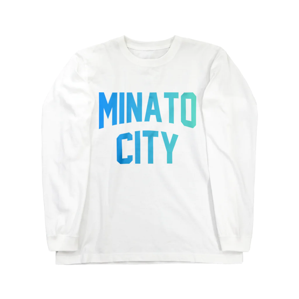 JIMOTO Wear Local Japanの港区 MINATO CITY ロゴブルー ロングスリーブTシャツ