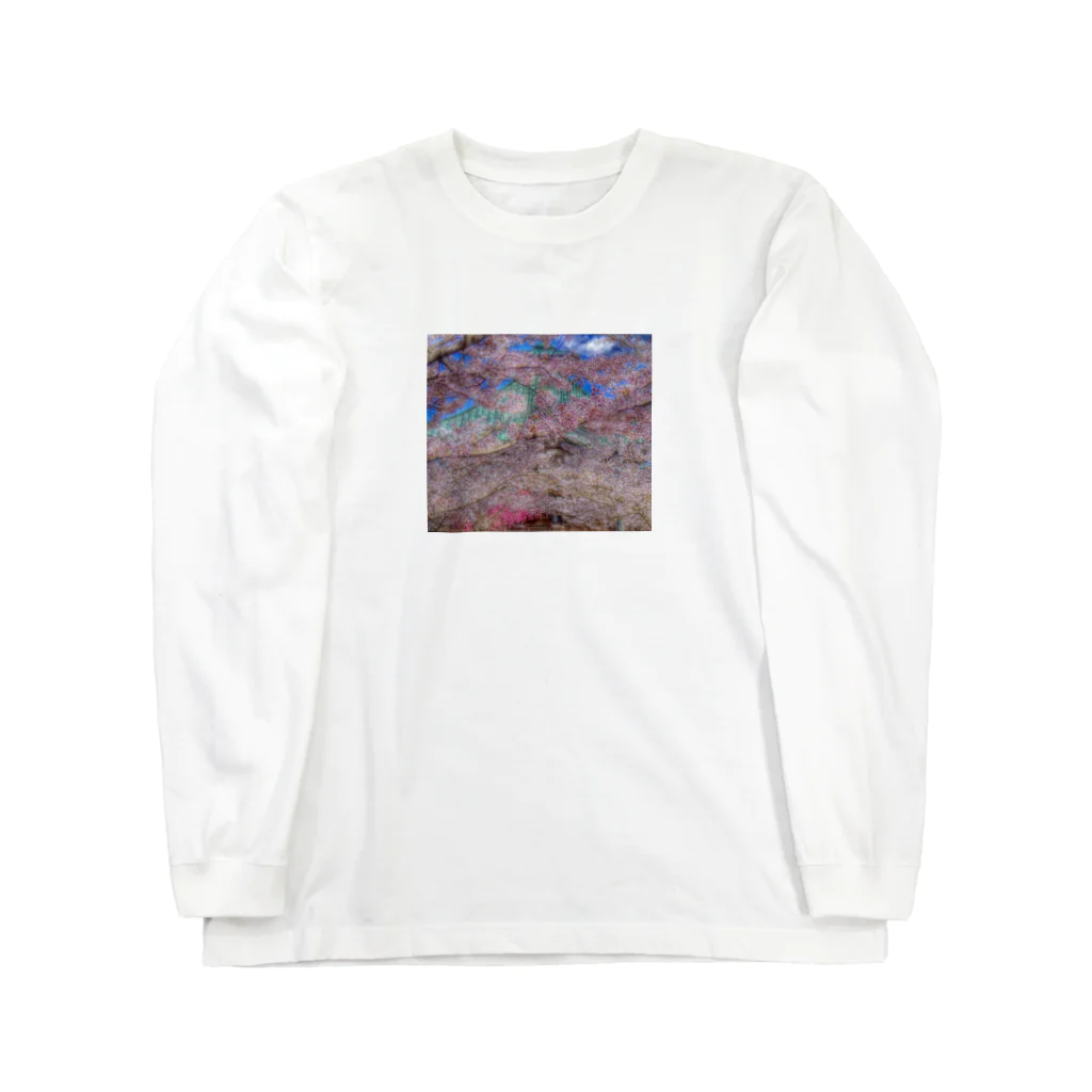 みぅ福島の桜の景色　青空の春鐘突き堂 Long Sleeve T-Shirt